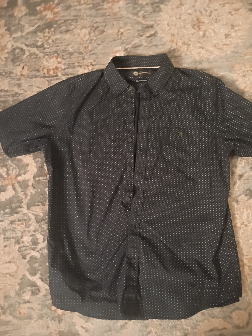 WP Weatherproof Men's Woven Short Sleeve Button Down Shirt Medium Blue